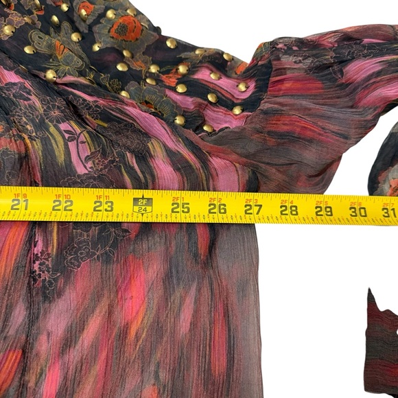 Free People Oversized Sheer Billie Floral Printed Tunic Tassel Tie Women’s Small - Picture 6 of 12